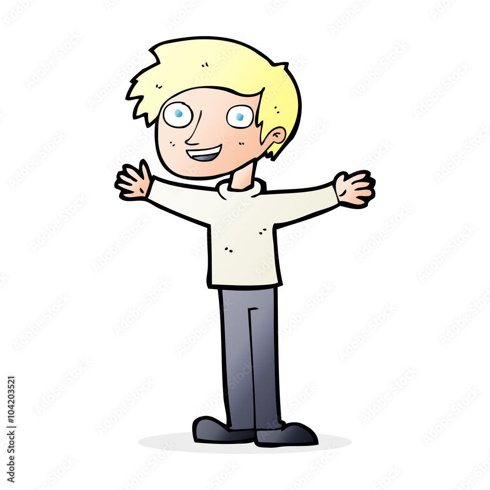 cartoon enthusiastic man