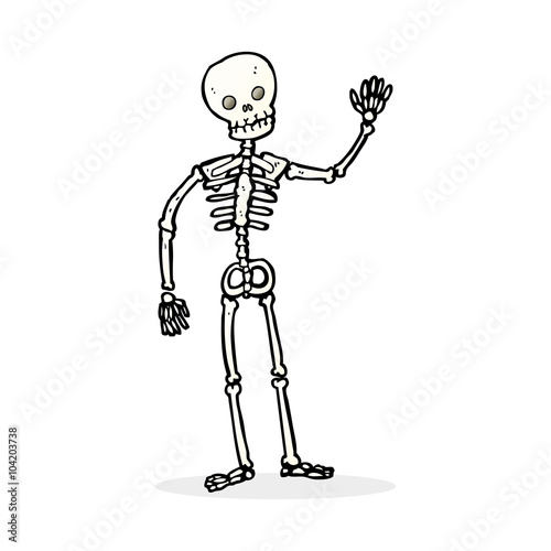 cartoon waving skeleton