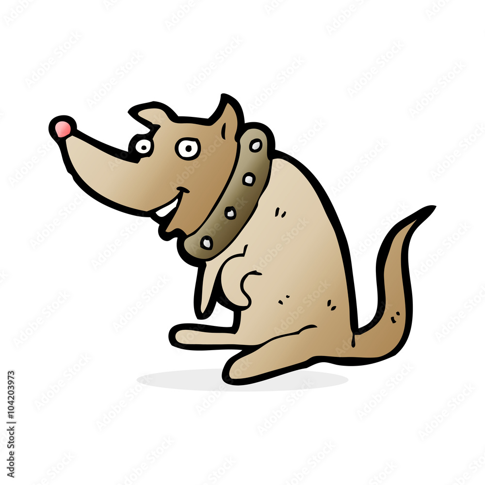 cartoon happy dog in big collar cartoon happy dog in big collar