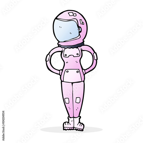 cartoon female astronaut