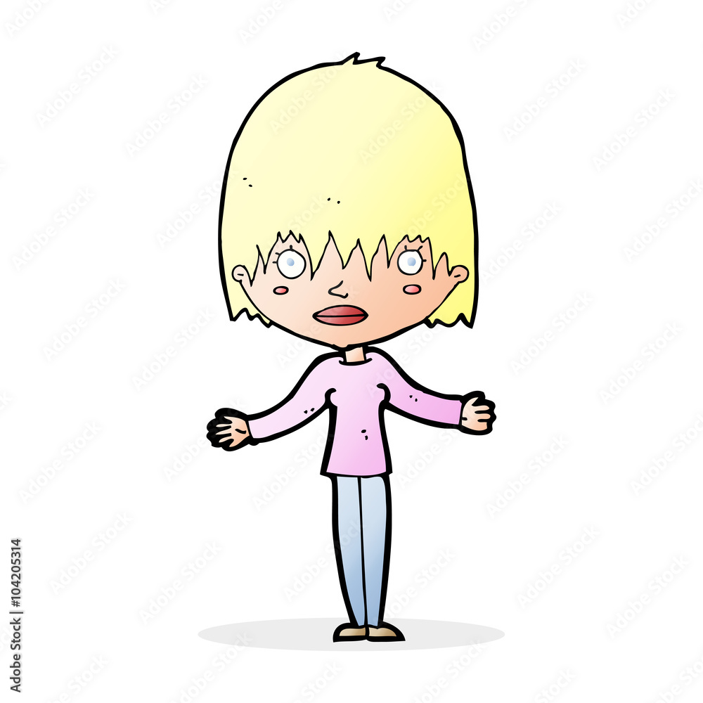 cartoon woman shrugging shoulders cartoon woman shrugging shoulders