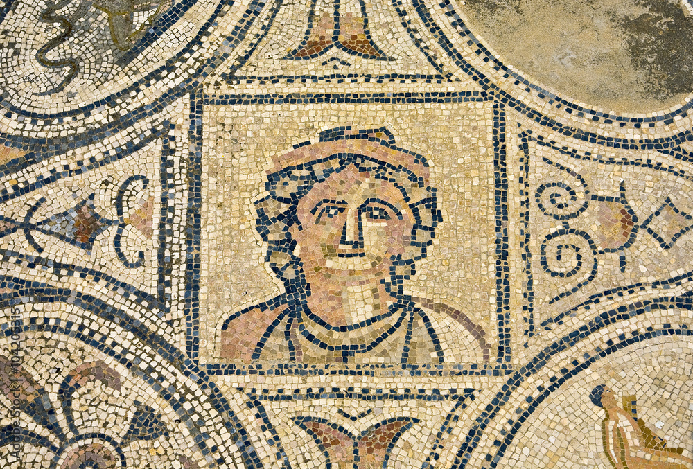 Morocco. Volubilis - archaeological site is on UNESCO World Heritage List. Fragment of mosaic 