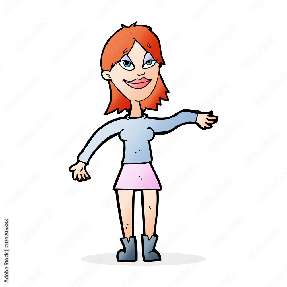 cartoon woman making hand gesture