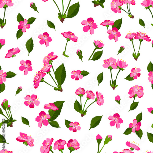 Spring seamless pattern background with cherry blossom