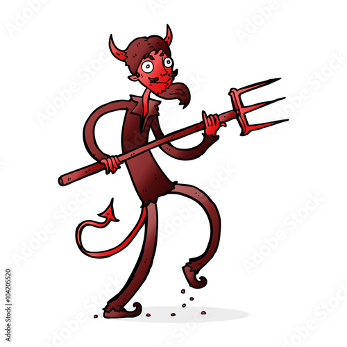 cartoon devil with pitchfork