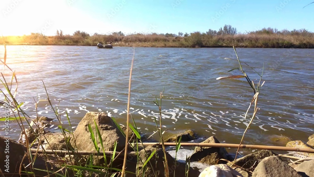 4K Birds flying in river