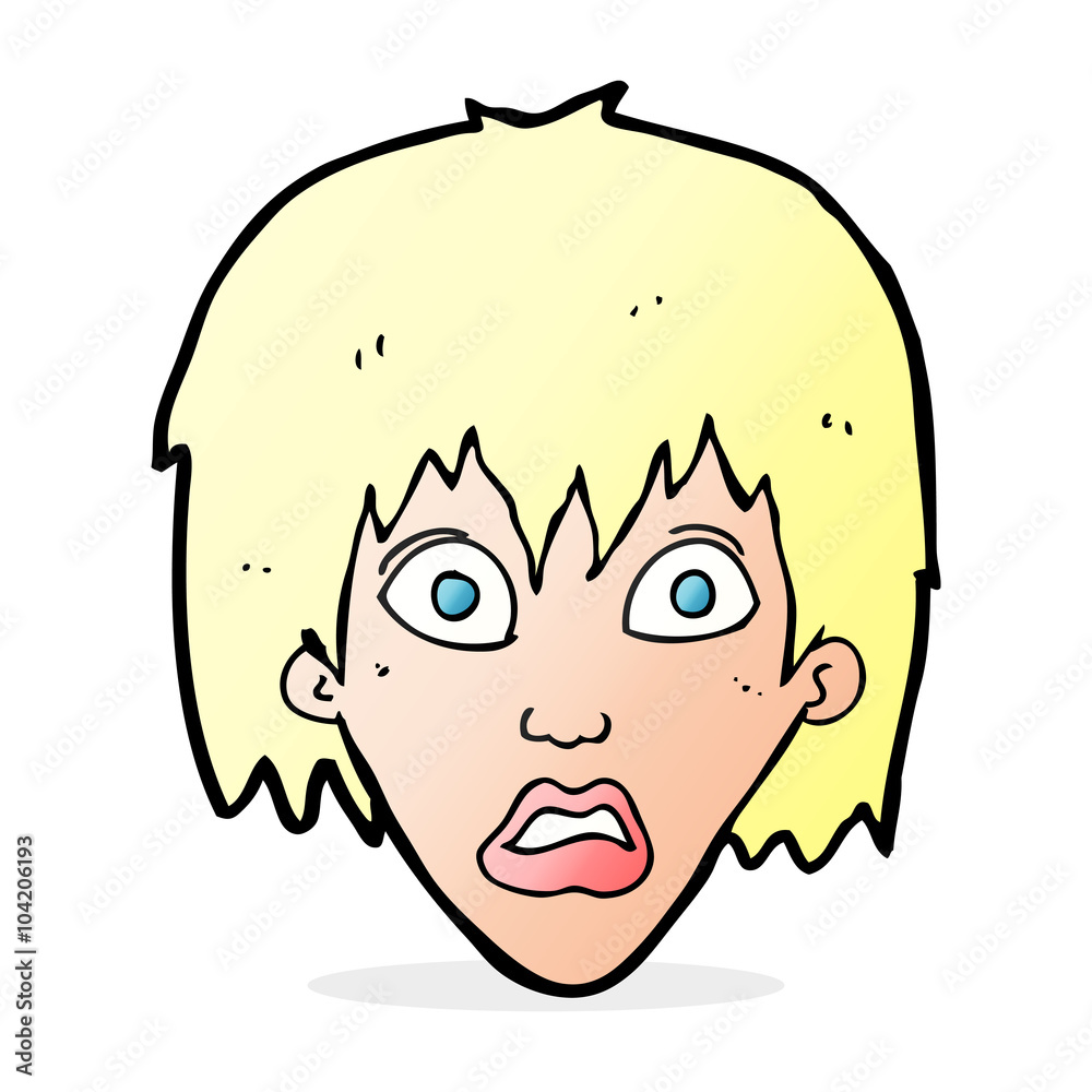 cartoon frightened woman