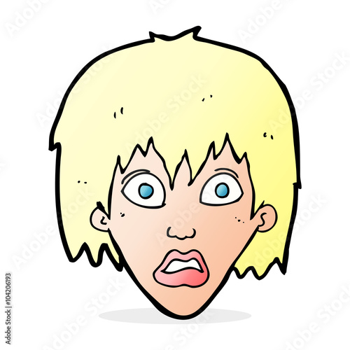 cartoon frightened woman