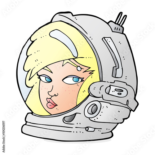cartoon female astronaut