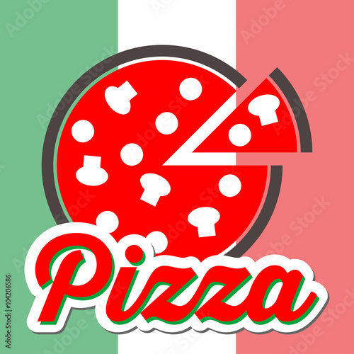 Icono plano pizza sobe bandera de italia