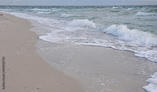 Northern Sea Waves on the Beach. Atlantic Ocean Cold Waves.