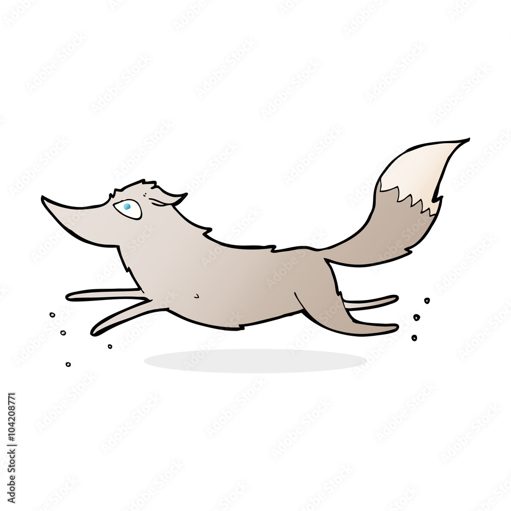 Obraz premium cartoon wolf running