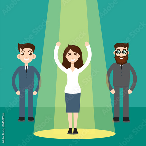 Businesswoman in spotlight
