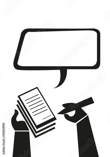 Hand Take Notes or Writes a Ticket Violation concept. Editable Clip Art.
