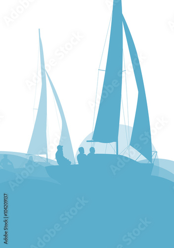 Sailing ship yacht in sunrise vector background abstract