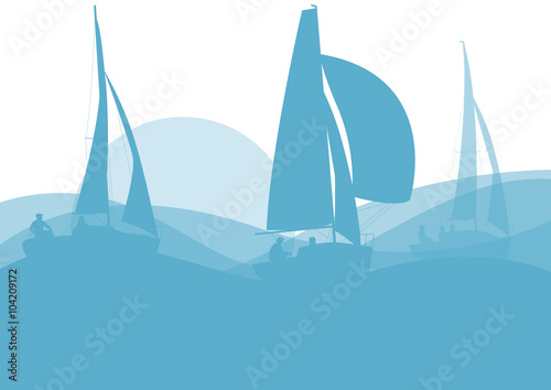 Sailing ship yacht in sunrise vector background abstract