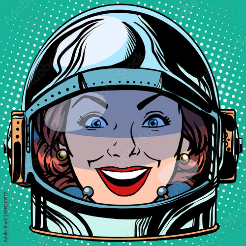 emoticon joy smile Emoji face woman astronaut retro