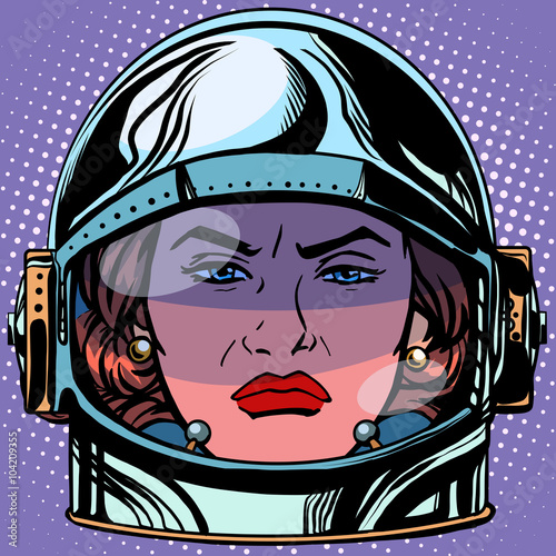 emoticon rage Emoji face woman astronaut retro
