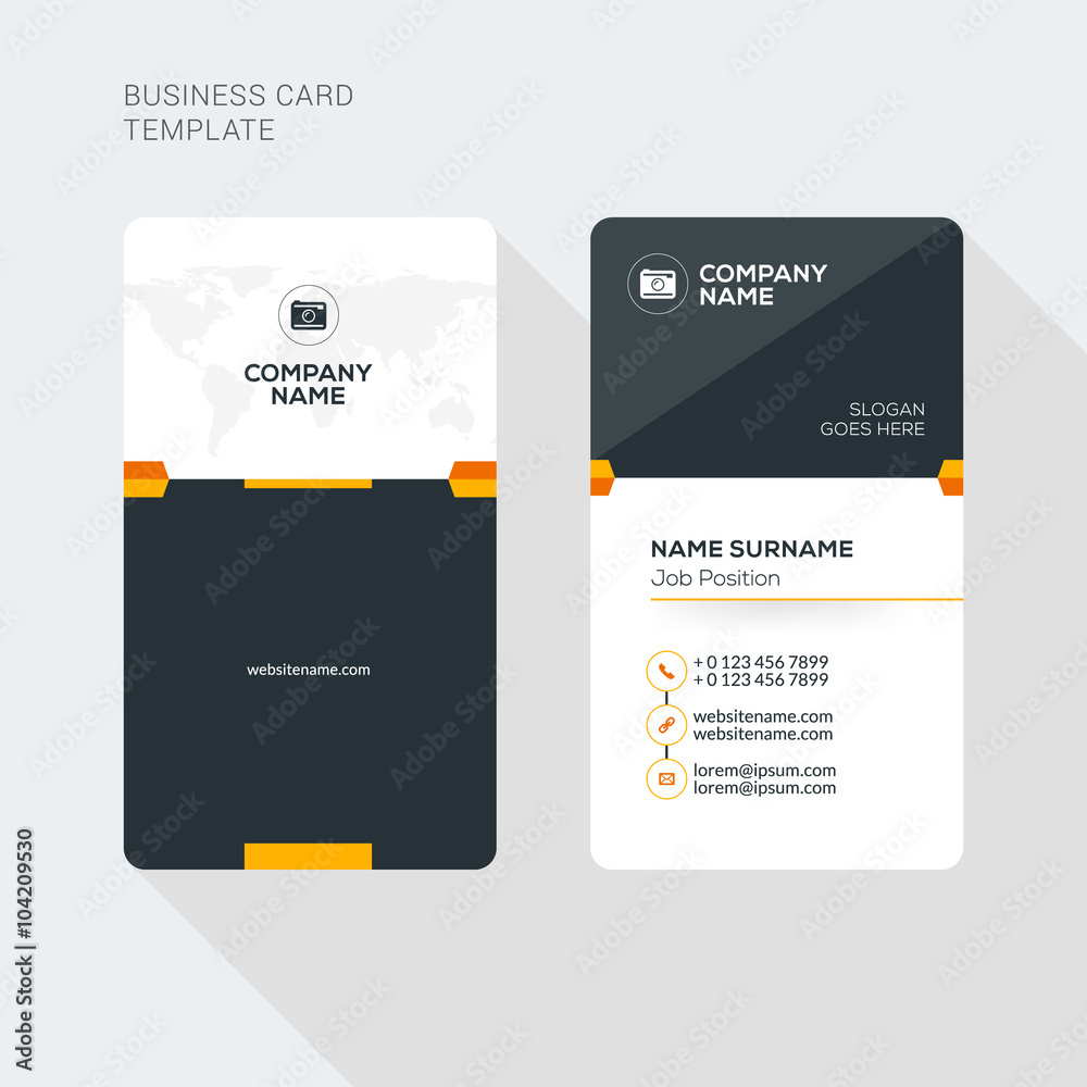 Creative and Clean Business Card Vector Print Template. Vertical Business Card Template. Flat Style Vector Illustration. Stationery Design Creative and Clean Business Card Vector Print Template. Vertical Business Card Template. Flat Style Vector Illustration. Stationery Design