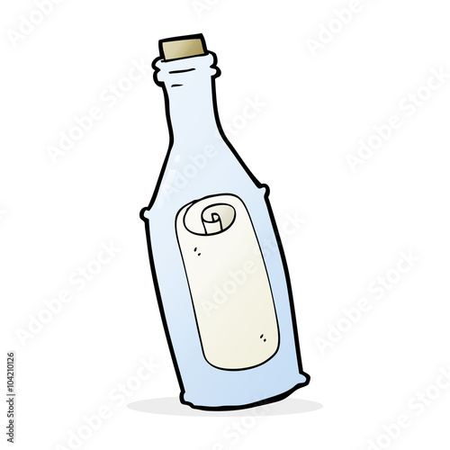 cartoon message in bottle