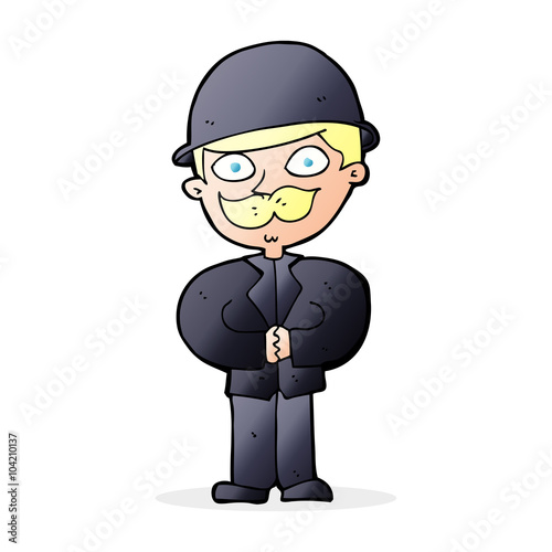 cartoon man in bowler hat