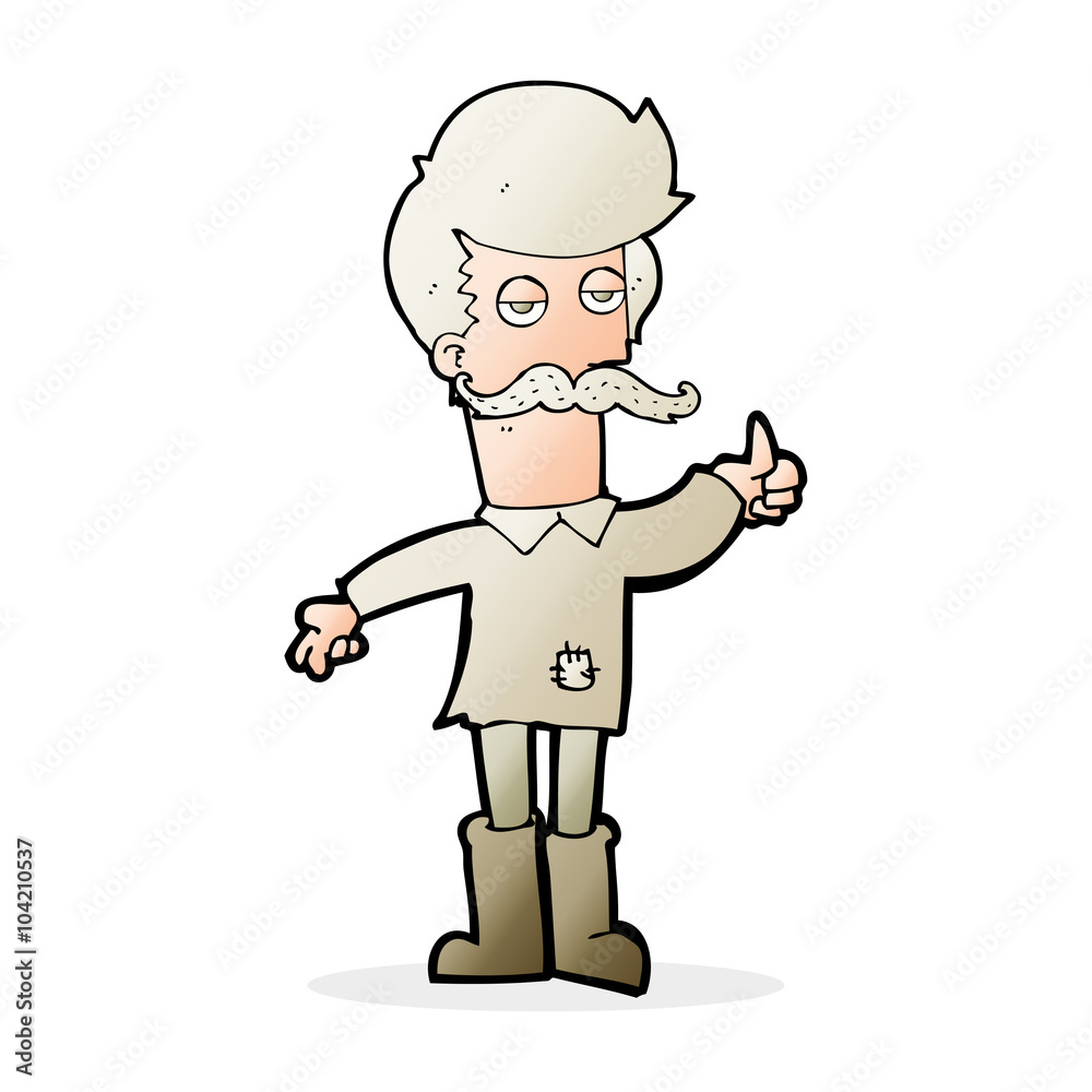 cartoon old man in poor clothes