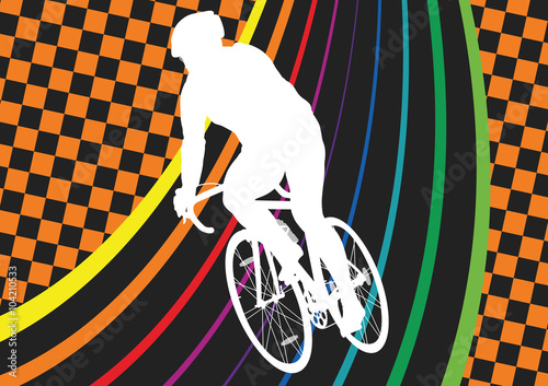 Active healthy men cyclists bicycle riders in abstract sport lan