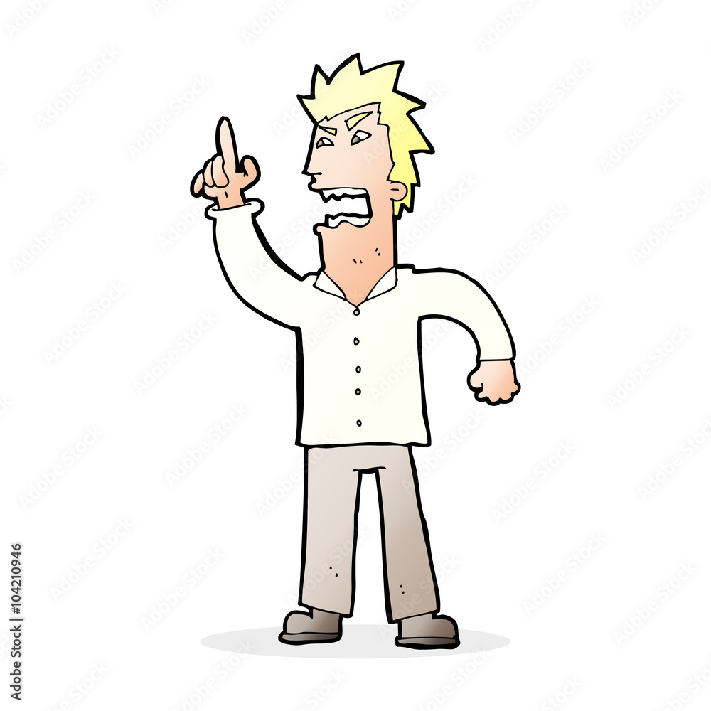 cartoon angry man making point