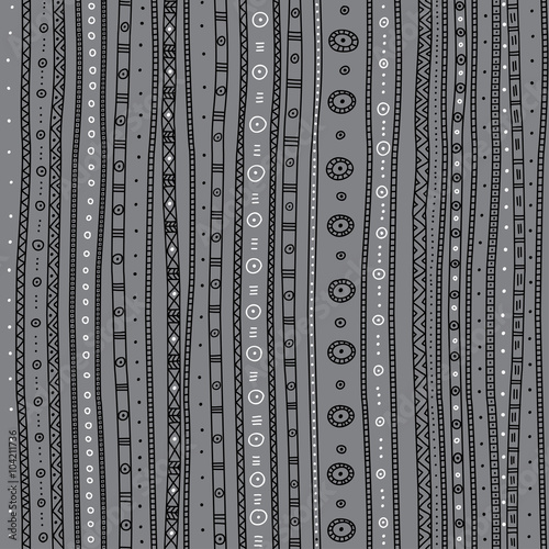 Vector seamless pattern with ethnic tribal hand-drawn trendy orn