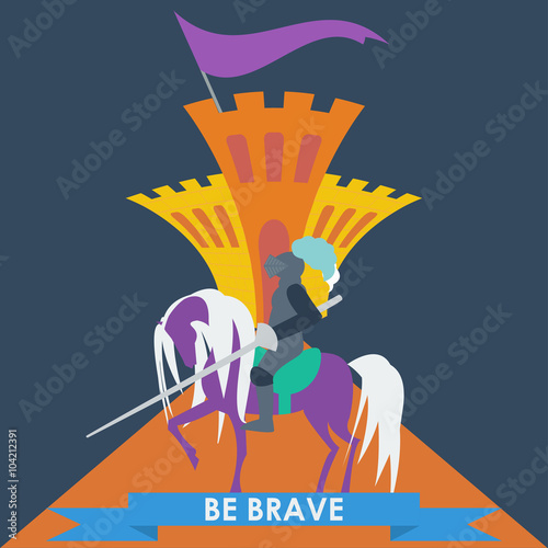 Brave knight. Trendy flat style.