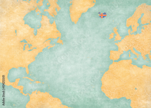Obraz na płótnie Map of North Atlantic - Iceland