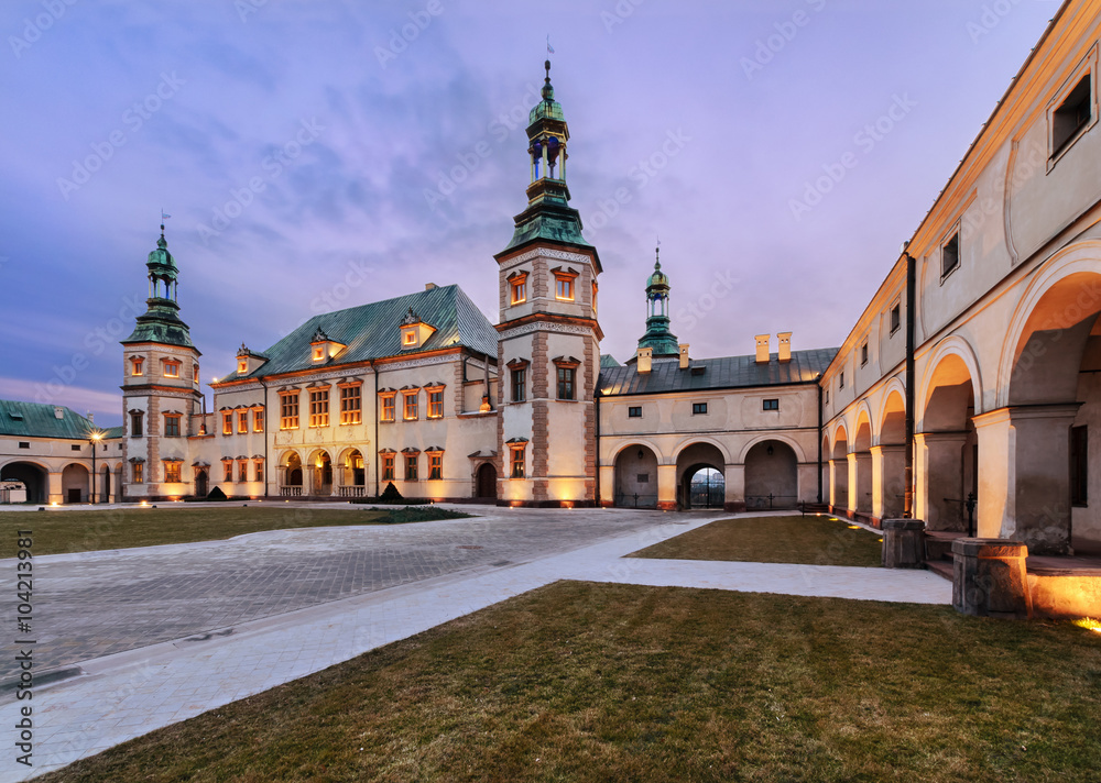 Bishops Palace in Kielce, in the evening.