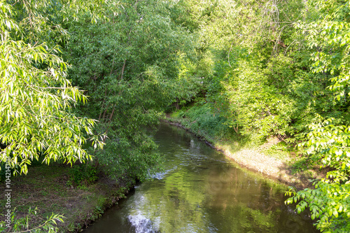 rapid stream of river in a ravine