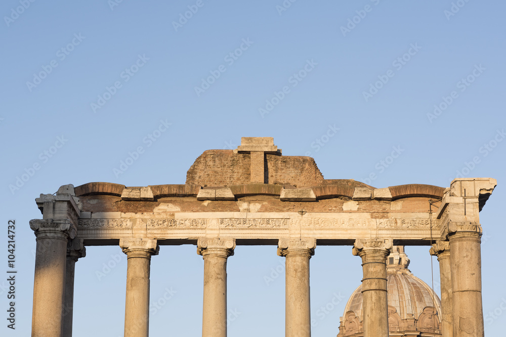 photo glimpse of the Roman Forum. Italy Rome