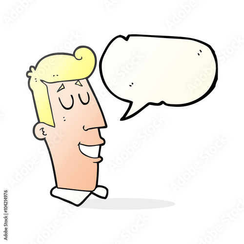 speech bubble cartoon grinning man