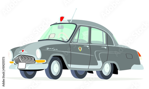 Caricatura GAZ Volga M21 taxi  Colombia gris vista frontal y lateral photo