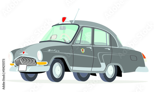 Caricatura GAZ Volga M21 taxi  Colombia gris vista frontal y lateral