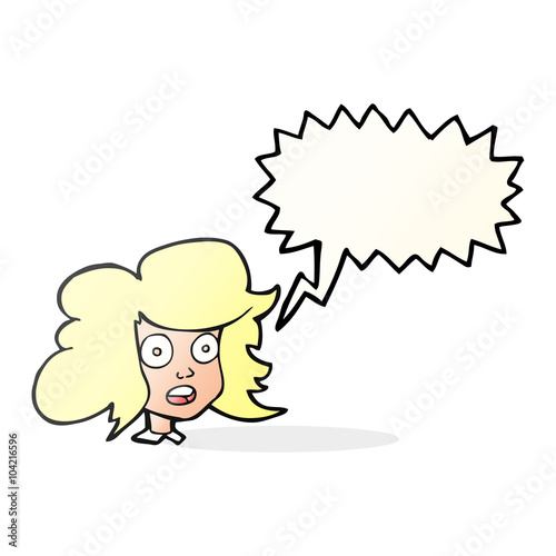 speech bubble cartoon surprised female face