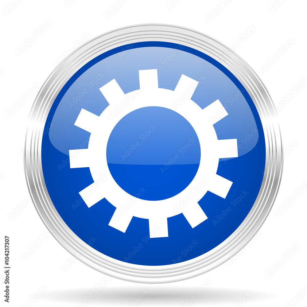 gear blue silver metallic metallic chrome web circle glossy icon gear blue silver metallic metallic chrome web circle glossy icon