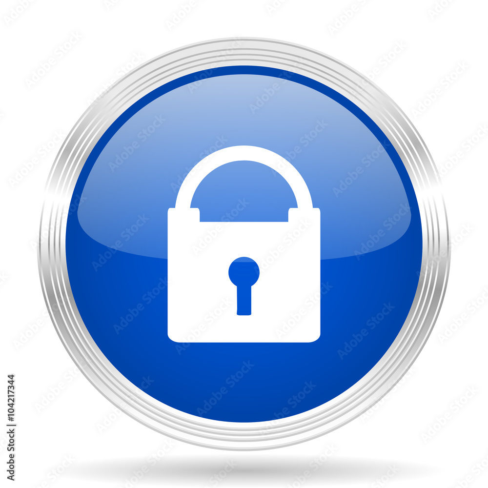 padlock blue silver metallic metallic chrome web circle glossy icon padlock blue silver metallic metallic chrome web circle glossy icon