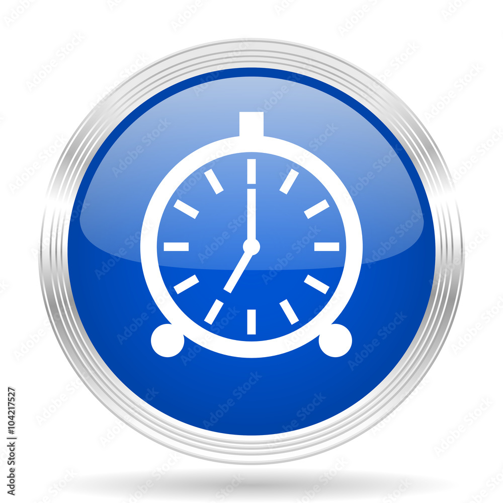 alarm blue silver metallic metallic chrome web circle glossy icon alarm blue silver metallic metallic chrome web circle glossy icon