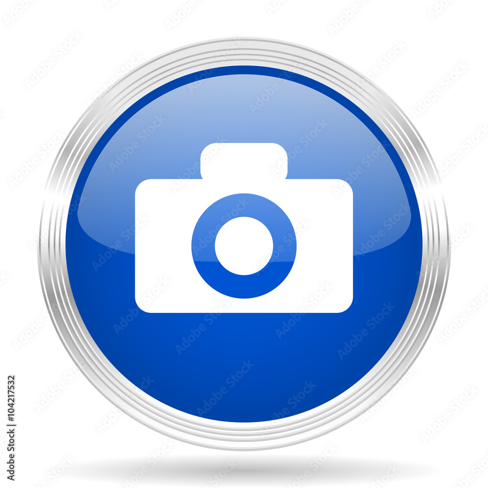 camera blue silver metallic metallic chrome web circle glossy icon camera blue silver metallic metallic chrome web circle glossy icon