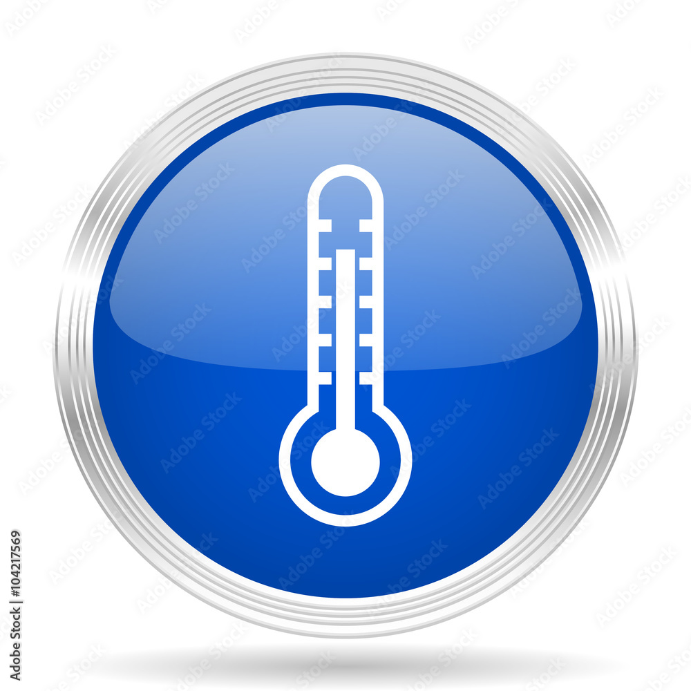 thermometer blue silver metallic metallic chrome web circle glossy icon