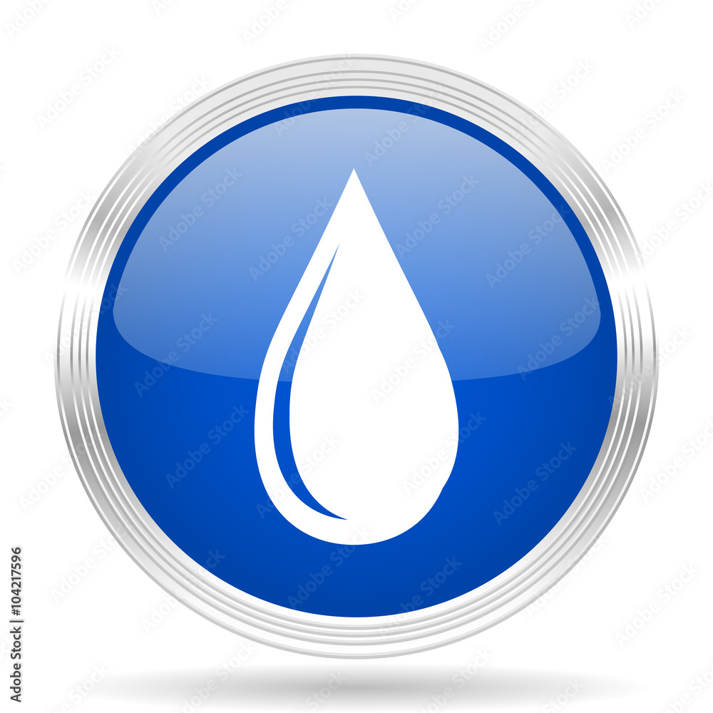 water drop blue silver metallic metallic chrome web circle glossy icon water drop blue silver metallic metallic chrome web circle glossy icon