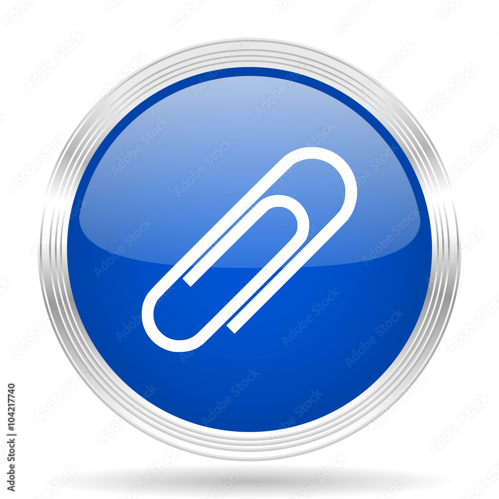 paperclip blue silver metallic metallic chrome web circle glossy icon paperclip blue silver metallic metallic chrome web circle glossy icon