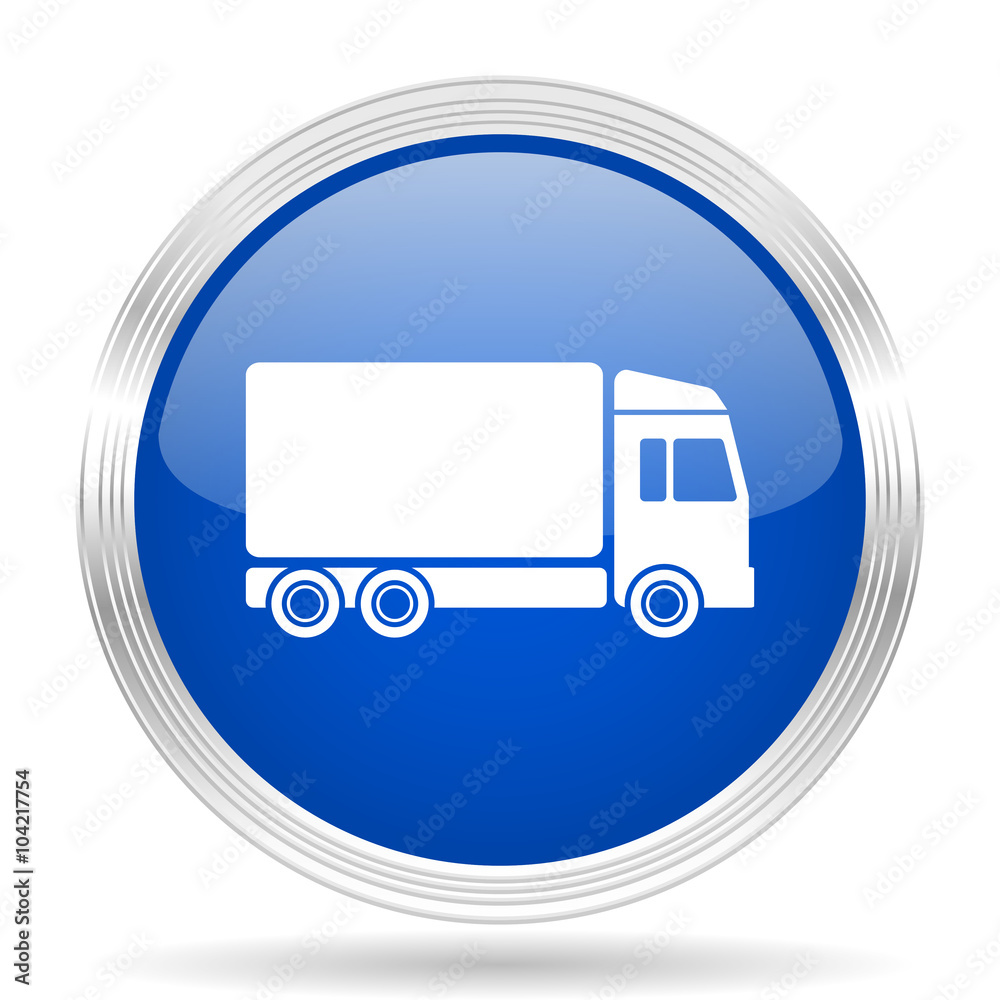 delivery blue silver metallic metallic chrome web circle glossy icon delivery blue silver metallic metallic chrome web circle glossy icon