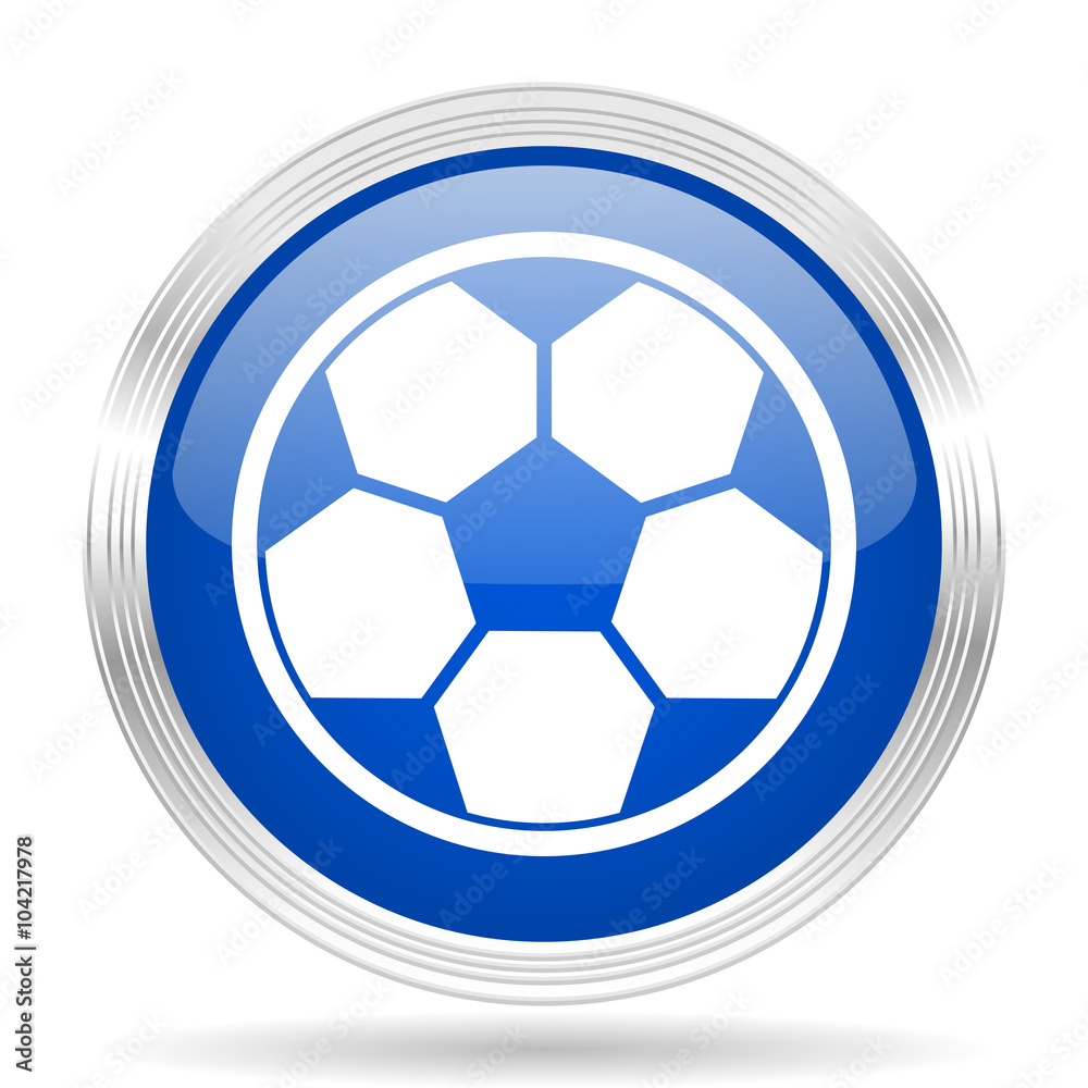 soccer blue silver metallic metallic chrome web circle glossy icon soccer blue silver metallic metallic chrome web circle glossy icon