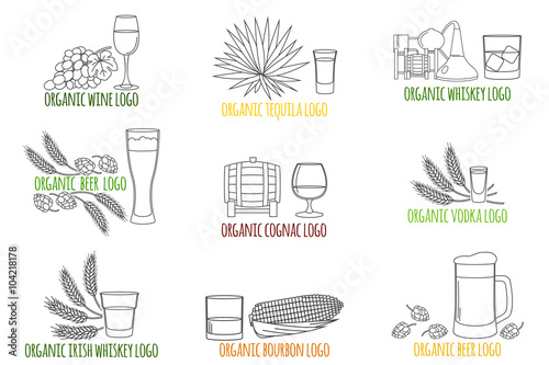 Logo, badge for alcoholic drinks. Beverage, cocktail, drinks vec
