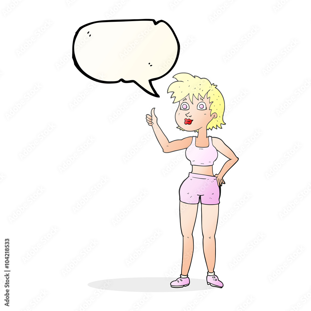 speech bubble cartoon happy gym woman speech bubble cartoon happy gym woman