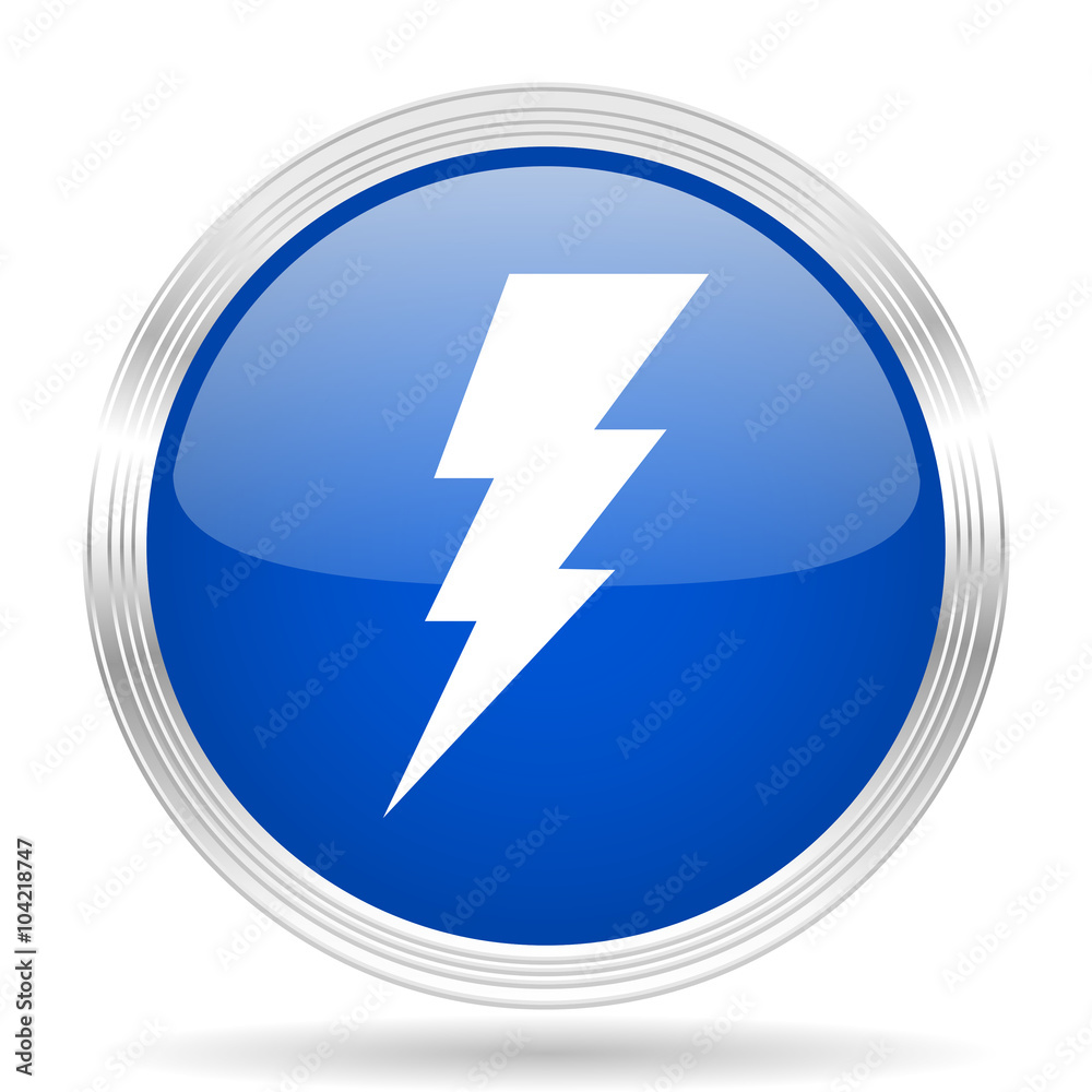 bolt blue silver metallic metallic chrome web circle glossy icon bolt blue silver metallic metallic chrome web circle glossy icon